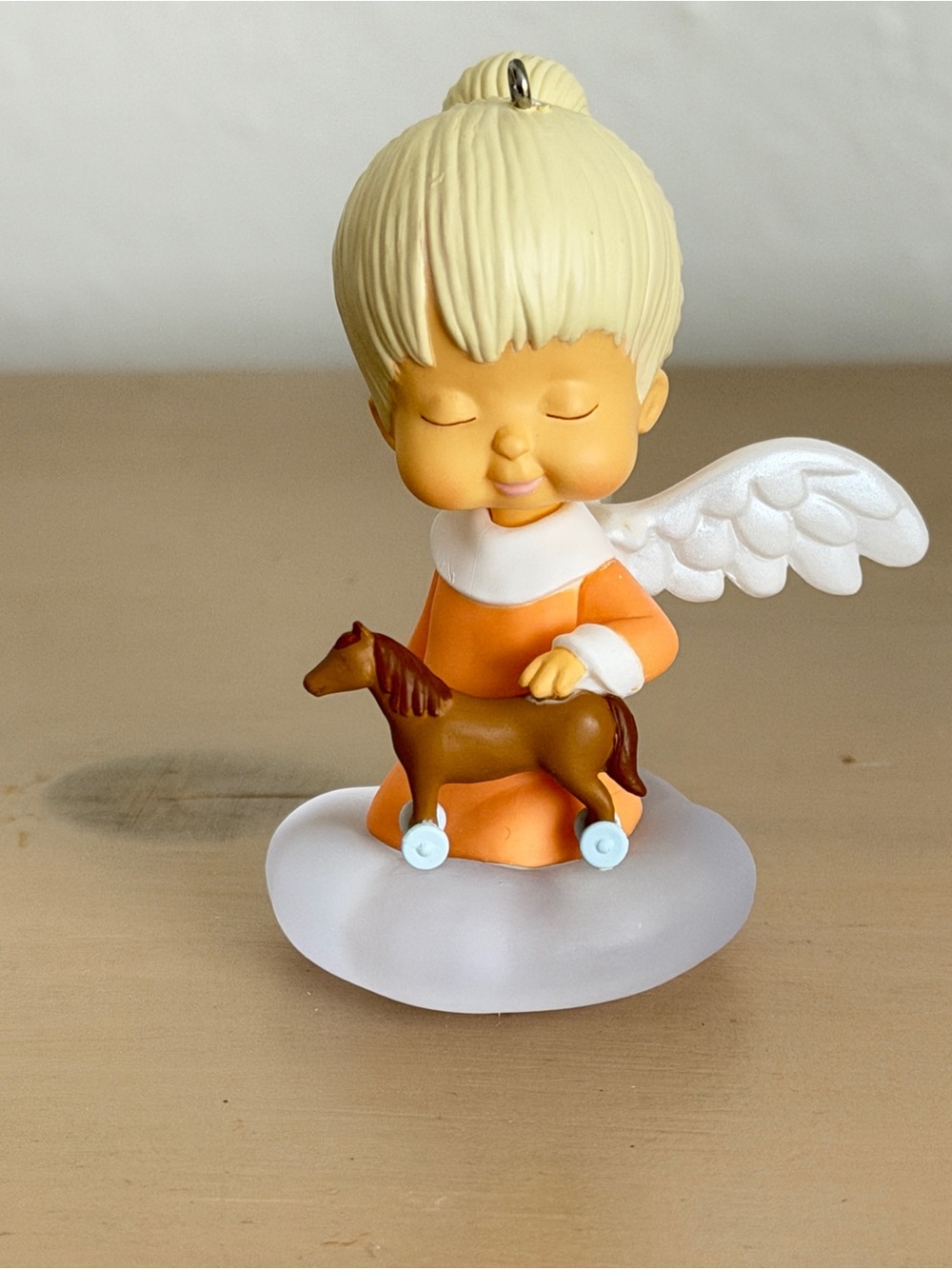 Hallmark Orange Angel Figurine with White Wings and Brown Horse